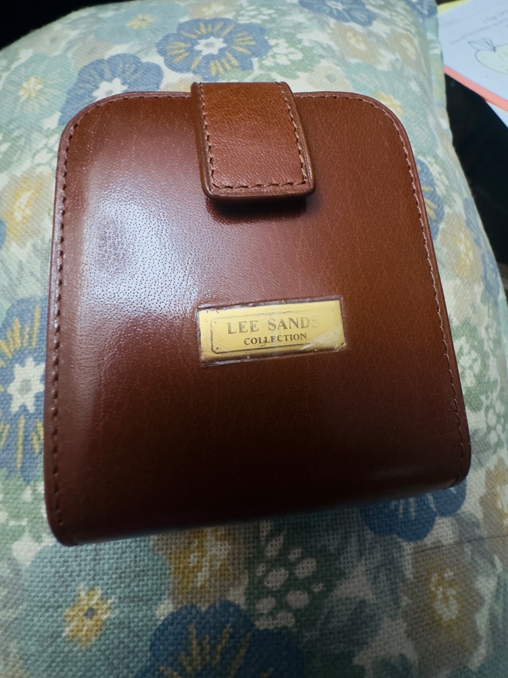 Vintage Lee Sands Water Buffalo Leather Double Lipstick Holder Mirror NWT